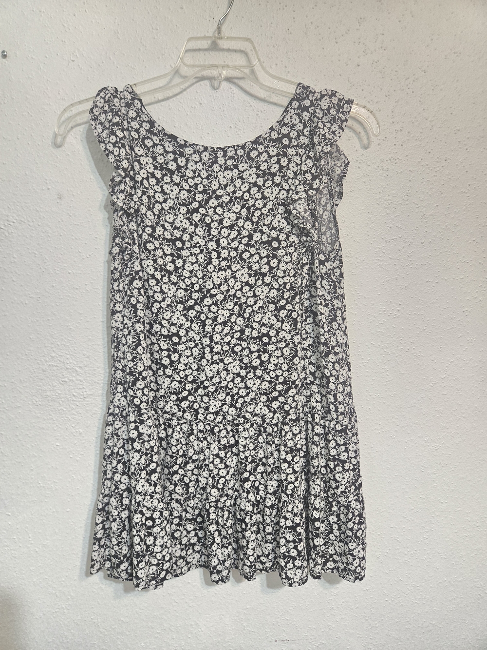 Black & White Floral Ruffle Sundress Ivy May Large
